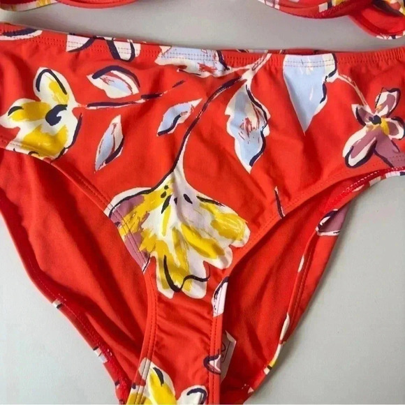 Catalina 2 Piece Bikini Set Orange Multicolor High Waisted Swimsuit Size Small - Picture 10 of 11